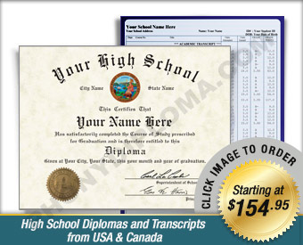 Fake High School Diploma and Transcript Design from the 1980s HS 80s D+T